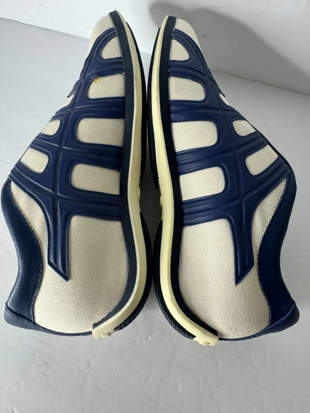 HOGAN Slip on Side Web Pull On Canvas Leather Blue White Sneakers EU 37 US 7 NIB